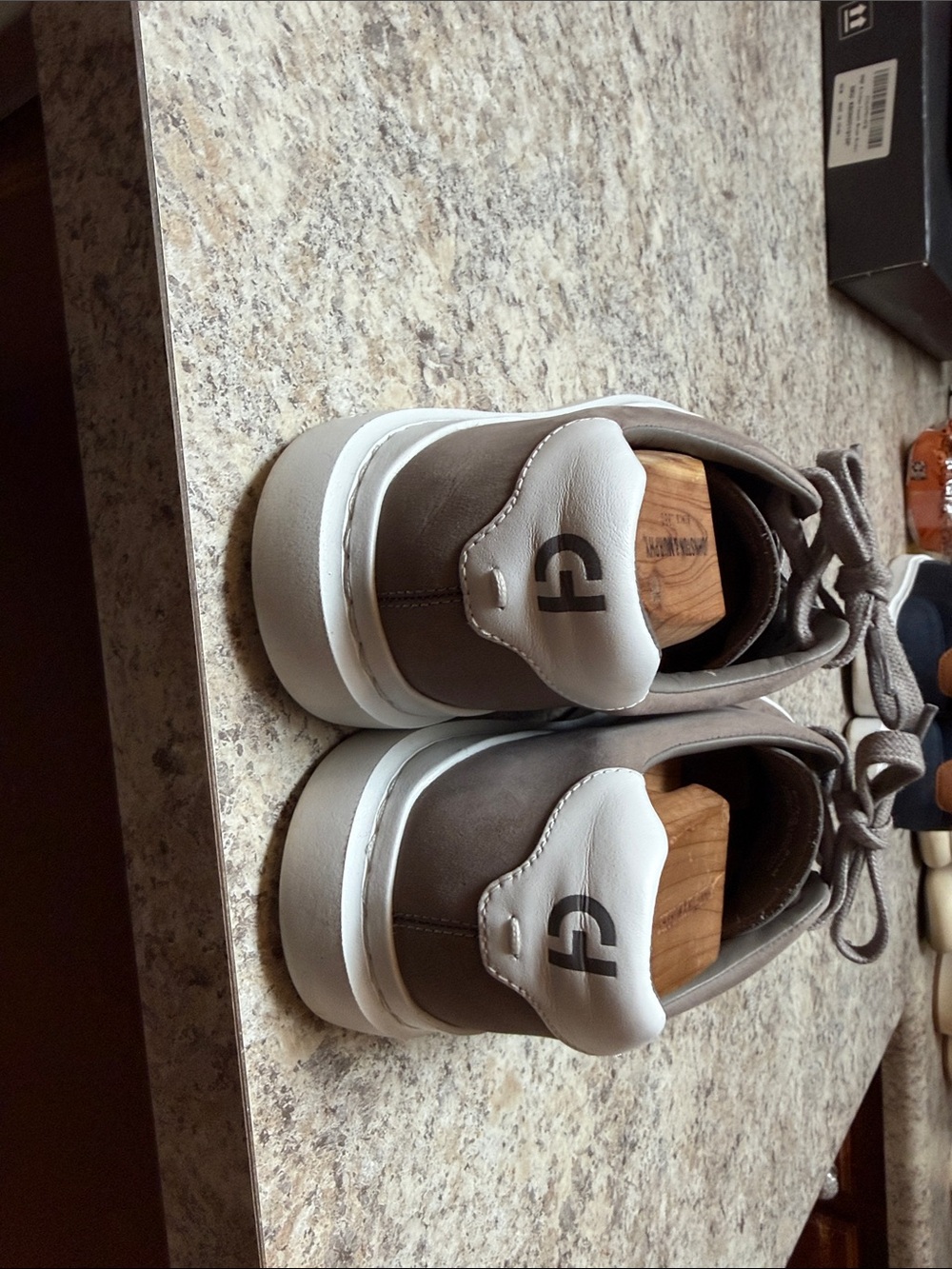 Cole Haan Perforated Taupe Sneakers with White Sole - Picture 4 of 5